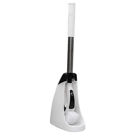 Cepillo para inodoro con soporte y mango largo de plástico PP – Set de limpieza de baño blanco
