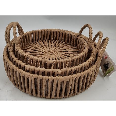 Large Loop Handle Tray - Wicker - L50 x W50 x H16 cm
