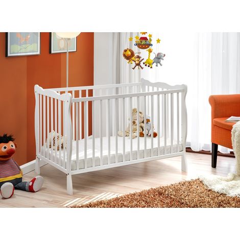 Letto culla bambini neonati 124x82x71 Cm in legno di pino Ala colore Bianco
