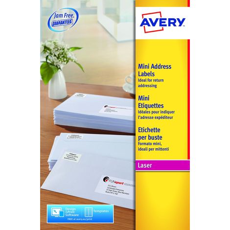 Avery L7656-25 Etichette Adesive Mini, 84 Etichette per Foglio, 25 Fogli, 46 x 11,1 mm, Bianco (1/4)