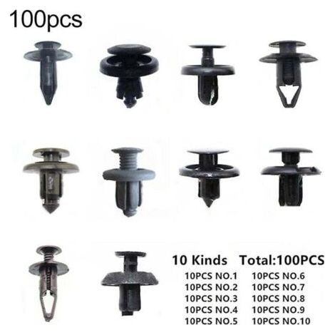 100 pièces en plastique voiture pare-chocs porte panneau garde-boue coffre vis Rivets attache Clips