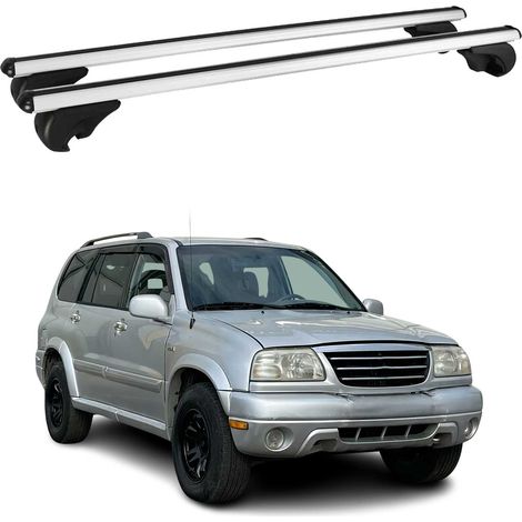 OMAC Barres de toit en aluminium pour Suzuki Grand Vitara 1998-2005 – TÜV / DIN 75302:2019 – Antivol inclus – Charge max 75 kg – 2 barres Argent (1/4)