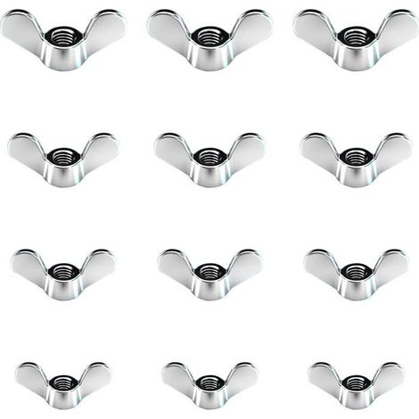 Écrous Papillon - 60 Pcs - Zinc Brillant - Tailles M4 M5 M6 M8 - Durables et Faciles à Utiliser (1/5)