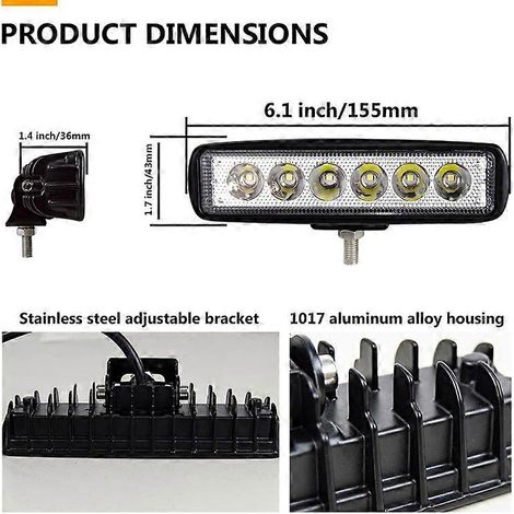Auxtings 1-10PCS Projecteur de travail LED 18W 42W 48W Spot 12V 24V pour moto, camion, bateau, tracteur, remorque tout-terrain, projecteur de travail LED 1PCS 6 pouces 18W (1/5)