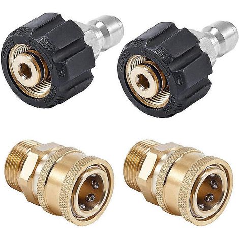 Raccords rapides pour nettoyeur haute pressionadaptateur de tuyau de nettoyeur haute pression M22 14 mm vers 3/8 pouce4 pièces (1/5)