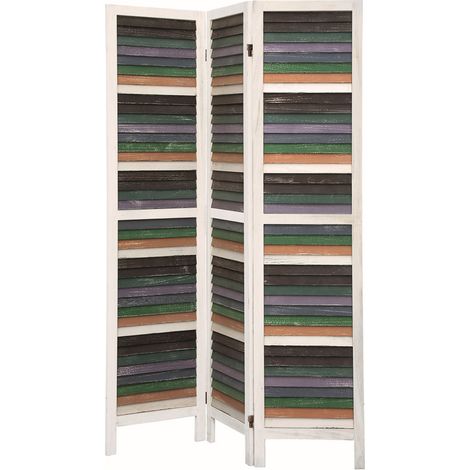 Biombo mampara de separación en madera de pino multicolor, diseño PROVENZA Blanco. (1/2)