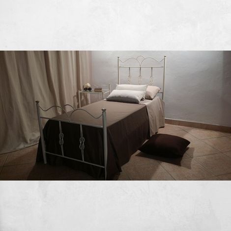 Letto singolo Primula ferro battuto bianco oro (1/2)