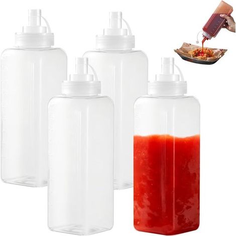 Flacons souples 1000 ml - Lot de 4 - Parfaits pour les sauces et les épices (1/5)
