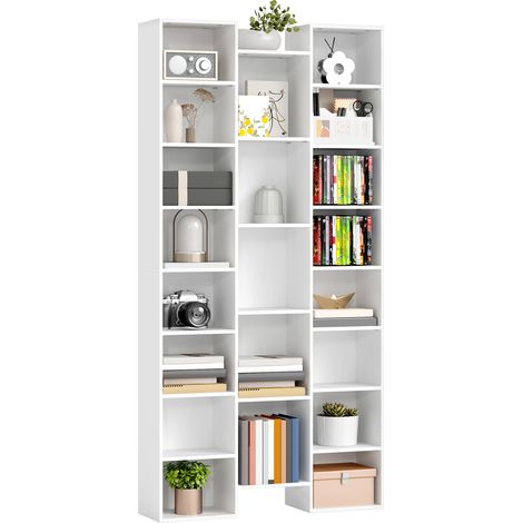 21-Shelf Modern White Bookshelf for Stylish Storage and Organization