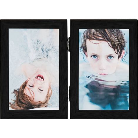 Cadre photo dépliable en deux Noir 2x(21x29,7 cm) (1/5)