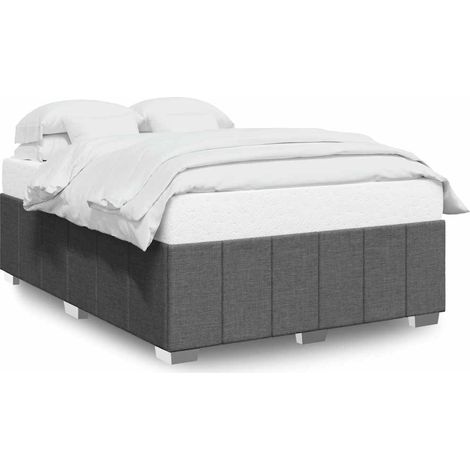 Maison Exclusive - Cadre de lit sans matelas gris foncé 140x190 cm tissu (1/5)