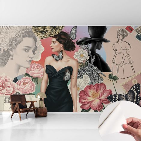 Tapetet Klebetapete für Wohnzimmer Schlafzimmer Küche - Wanddekoration Blumen und Porträts 416x254 cm (1/5)