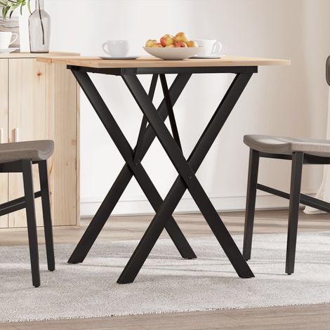 Mesa de comedor marco X madera maciza pino y acero 70x70x75 cm vidaXL