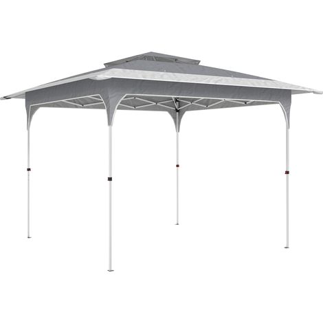 Gazebo Pieghevole 352x352x278 cm Apertura Pop Up in Tessuto Oxford Grigio Scuro (1/5)