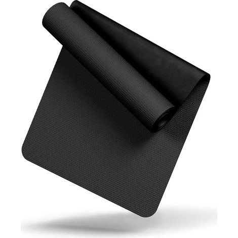 Tapis de protection de sol LILENO SPORTS [60 x 120 cm] Noir - Tapis de course 8 mm d'épaisseur - Tapis de fitness pour vélos elliptiques, home trainers et autres équipements de fitness - Convient égal (1/5)