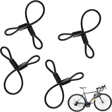 Lot de 4 câbles acier avec œillets 30cm – Câble de sécurité gainé pour vélo, valise, clôture – Câble antivol vélo compatible cadenas, câble boucle double (1/5)