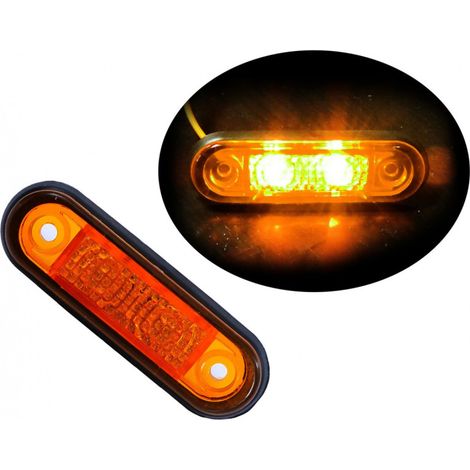 Feu de gabarit latéral LED orange Tokos pour minibus, plateau, camion, remorque, bus - 75 mm x 22 mm - 24 V