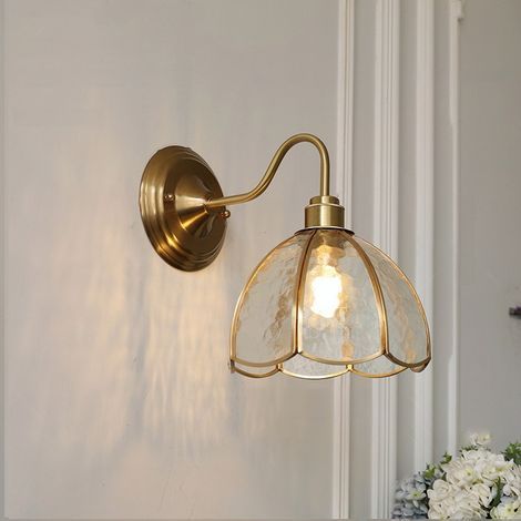 Wandleuchte, Nachttischlampe aus Messing mit Glasschirm (Leuchtmittel nicht enthalten) (1/5)