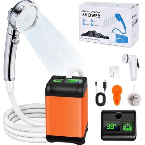 Ecleanfy - Douche de camping portable 6000mAh – Débit 6-8L/min – 3 modes de douche – Installation facile avec ventouse – Recharge USB (1/5)