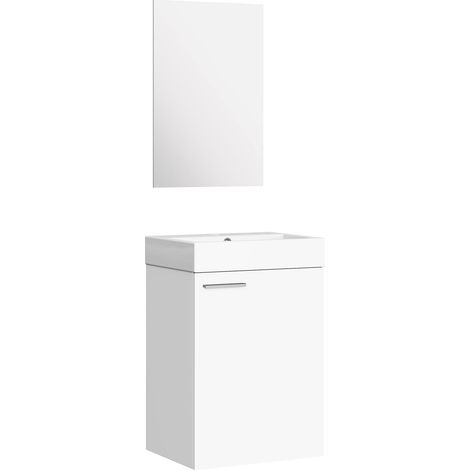 Baikal Ensemble de Meuble de Salle de Bain. Suspendu au Mur avec lavabo et Miroir Melamine 16. Meuble monté. (1/5)