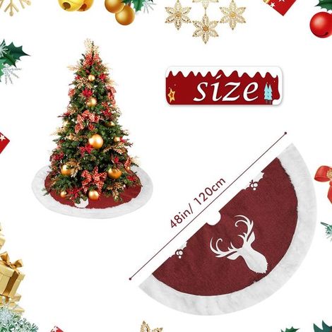 Gonna per albero di Natale Grande rossa Gonne per albero di Natale Lussuose in pelliccia sintetica Peluche Lino Alberi Base Tappetino Tappeto per albero di Natale Decorazioni per feste di Natale Casa  (1/2)