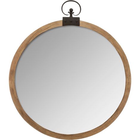Miroir mural en bois et verre coloris marron - L.74 x l.7,5 x H.85,8 cm -PEGANE- (1/2)