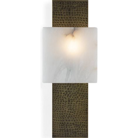 applique murale albâtre blanc et laiton vieilli design élégant - blanc albâtre et laiton vieilli (1/4)