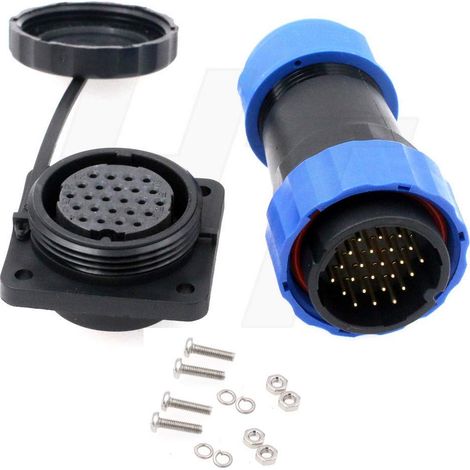 HE29 IP68 Waterproof Industrial Plastic Power Connector Circular Male Female 4 Screws (24 Pin 5A 250V) 18AWG Wire (1/5)