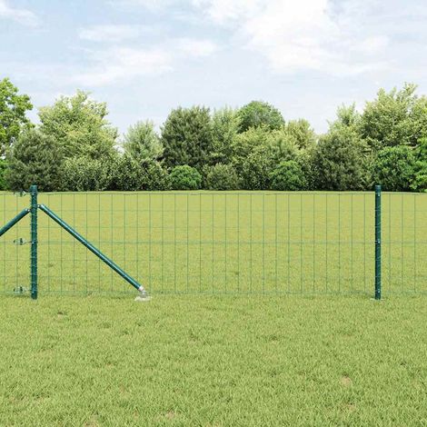 Zaun mit Pfosten Grün 0,8 x 10 m Stahl und PVC