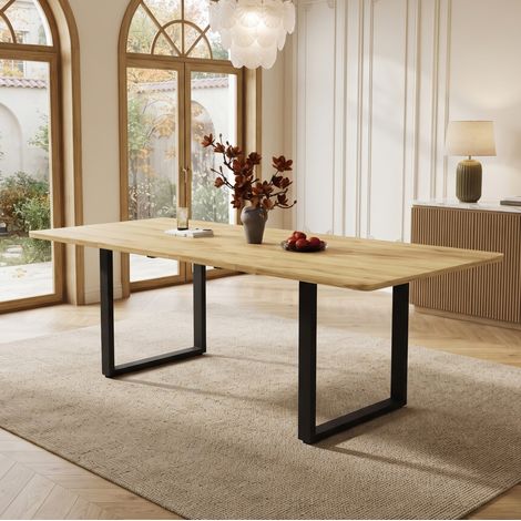 Table de salle à manger extensible 220x80x75 cm en MDF naturel, moderne, FloraGrace (1/5)