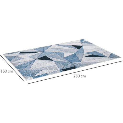 HOMCOM Moderner Samt-Wohnzimmerteppich 230 x 160 cm, geometrischer Teppich mit rutschfester Unterseite, mehrfarbig