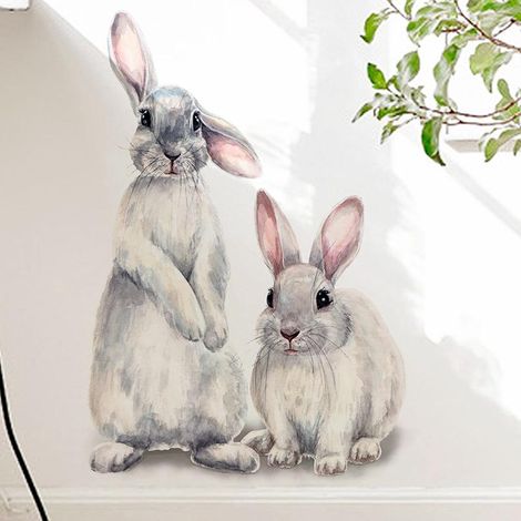 Décor mural autocollant Lapin Peint Chambre Enfant Salon Couloir Entrée Maison Déco Stickers Muraux Adhésifs (1/5)