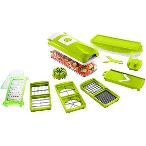 Küchen- und Kochzubehör, Genius Nicer Dicer Smart (12-teilig) in Grün - Gemüseschneider für Würfel, Stifte, Scheiben, Streifen und Spalten - Salatschneider, Mandolinenschneider für Gurken (1/5)