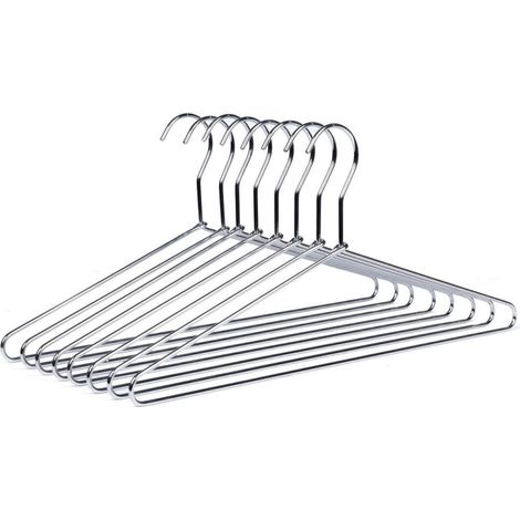 Lot de 10 Cintres en Fer, Chromé Argenté, 43cm, Fil 4.0mm, pour Garde-robe