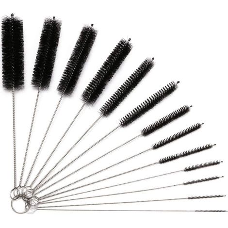 Set di 13 spazzole per la pulizia degli scarichi, spazzole per la pulizia di bottiglie di vetro, biberon, bollitori, tastiere, spazzole per la pulizia degli scarichi NPTERBL - Crezuo