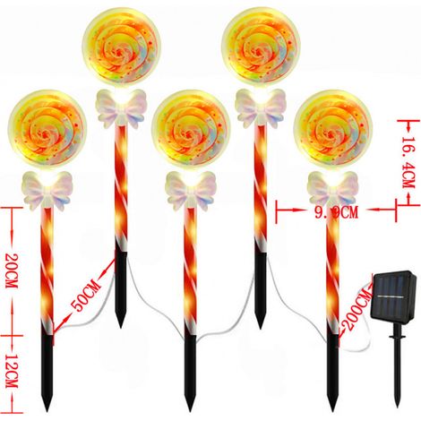 Piquets lumineux LED de Noël panneau forme sucette extérieur, coque PS, IP65, non réglable, décoration festive pour jardin et cour CT-1 (1/5)