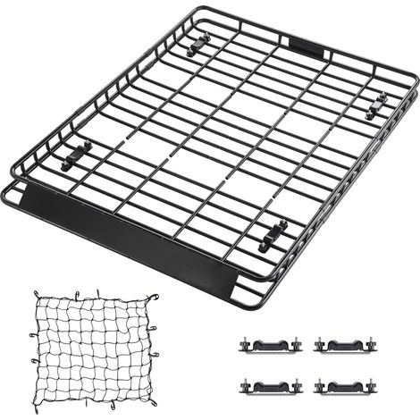 Mophorn Cesta para portaequipajes de techo 163x127x10,5 cm con dos redes de carga de 90 x 100 cm, capacidad máxima de 68 kg, portaequipajes de acero de aleación, ideal para SUV, camiones y coches