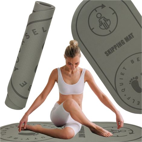 Yoga-Sprung-Trainingsmatte, schalldämmend, rutschfest, 127 x 63 x 0,6 cm, schwarz