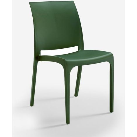 Startbarer Polypropylen -Außenstuhl mit Nicht -Slip -Lyrs -Füßen - Green