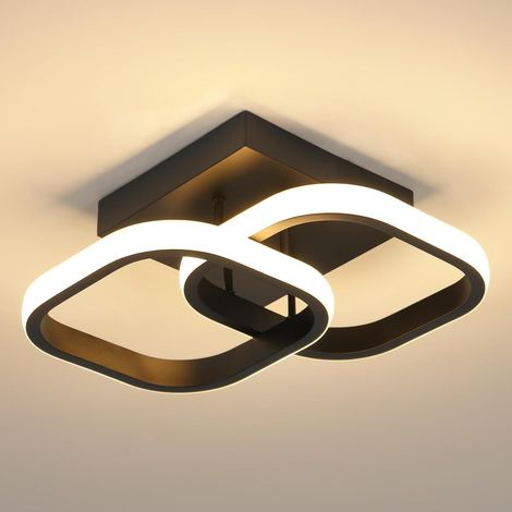 Plafonnier LED Industriel, Lampe de Plafond en Aluminium Acrylic, Luminaire Moderne Simple, pour Salon Cuisine Chambre Balcon - Lumière Chaud 3000K Noir (1/5)