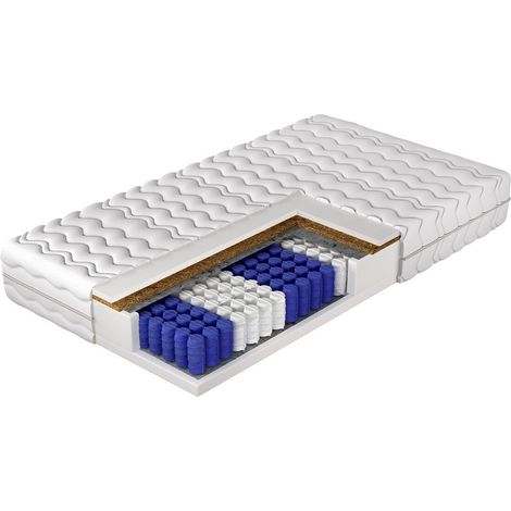 Matelas Anethtudo , Avec ressorts (Pocket), Feutre, À deux côtés, 7 matelas à 7 zones de dureté, Respirant, Deux niveaux de fermeté, Fibre de noix de coco, Mousse de polyuréthane (1/5)