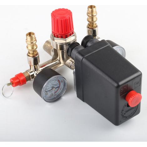 Interrupteur de compresseur d'air – support Bama – vanne régulation pression, sortie automatique, accessoire pompe à air (1/5)