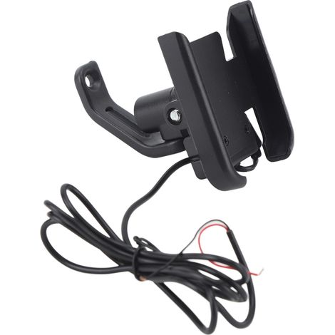Support de téléphone noir pour moto, scooter, quad et tricycle, avec rotation à 360° et chargeur pour batterie 12 V CC de 4 à 6,5 pouces. (1/5)