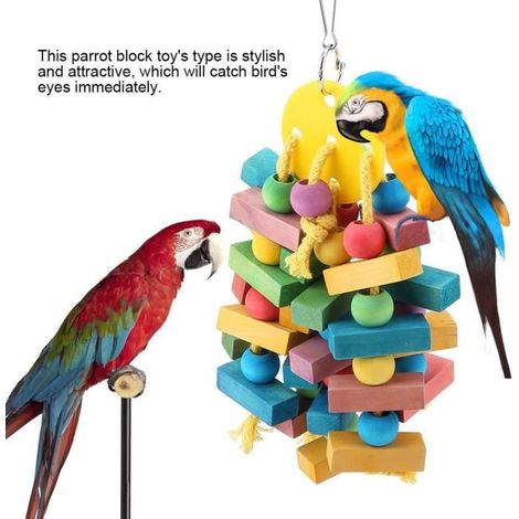 1 Jouet pour oiseaux, Balançoire en bois, Accessoire à mâcher, Pour perroquets moyens et petits