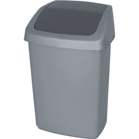 Poubelle à couvercle basculant 10L - 24.6 x 19.8 x 37.3 cm - Gris - Lot de 6 - Dbmark