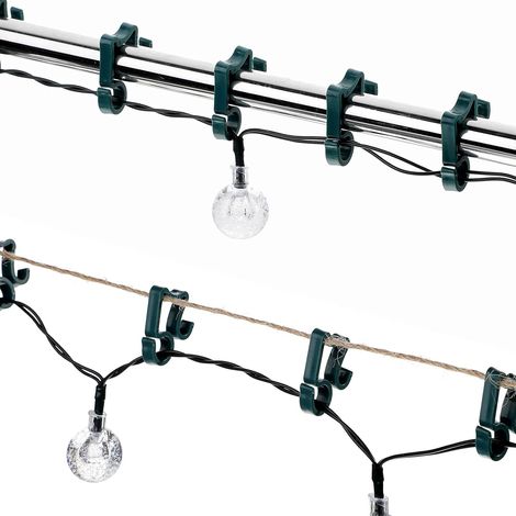 Crochets de Gouttière pour Guirlandes Lumineuses de Noël, Pinces Imperméables pour Décorations Extérieures, Fixations pour Luminaires de Fête, Vert, Lot de 100 (1/5)