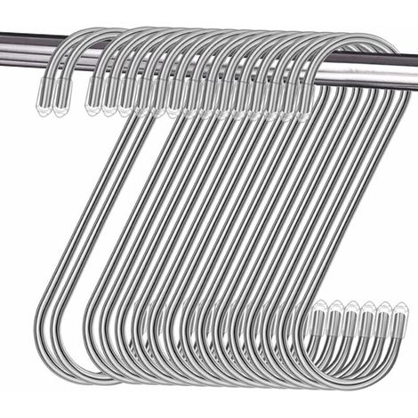 Tigrezy Set mit 16 S-Haken aus Edelstahl, S-förmige Metallhaken, Multifunktionshaken, für Küche, Bad, Schlafzimmer und Büro (Silber) (1/5)