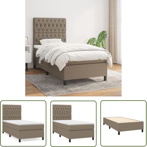 The Living Store Boxspringbett mit Matratze Taupe 90x200 cm Stoff - Boxspringbett - Doppelbett - Bettenrahmen - Lattenrost - Matratze (1/5)