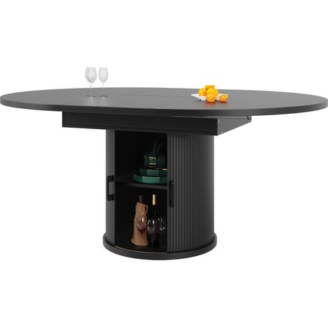 ELVMI Mesa de comedor extensible con almacenamiento de 2 niveles y 6 patas ajustables, cocina, 118 x 158 x 76.8 cm (1/5)