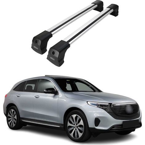 OMAC Barres de toit compatibles avec Mercedes EQC N293 2019-2023 – 2 barres – Antivol inclus – Aluminium Argent (1/4)